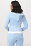 Juicy Couture Sweetheart Cotton Velour Hoodie In Blue