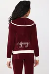 Juicy Couture Sweetheart Cotton Velour Hoodie In Burgundy