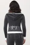 Juicy Couture Sweetheart Cotton Velour Hoodie In Gray