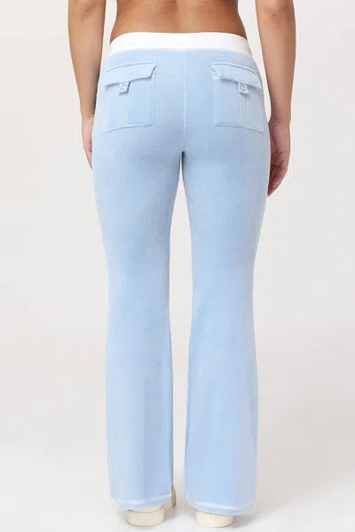 Juicy Couture Sweetheart Cotton Velour Track Pants In Blue