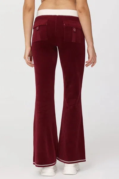 Juicy Couture Sweetheart Cotton Velour Track Pants In Burgundy