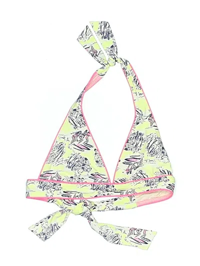 Pre-owned Juicy Couture Swimsuit Top Green Print Pattern Swimwear