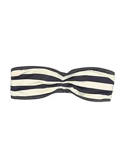 Pre-owned Juicy Couture Swimsuit Top Ivory Stripes Pattern Swimwear