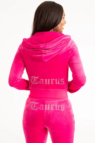 Juicy Couture Taurus Customizable Big Bling Velour Hoodie
