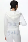 Juicy Couture Technicolor Customizable Big Bling Velour Hoodie In White