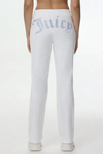 Juicy Couture Technicolor Customizable Big Bling Velour Track Pants In White