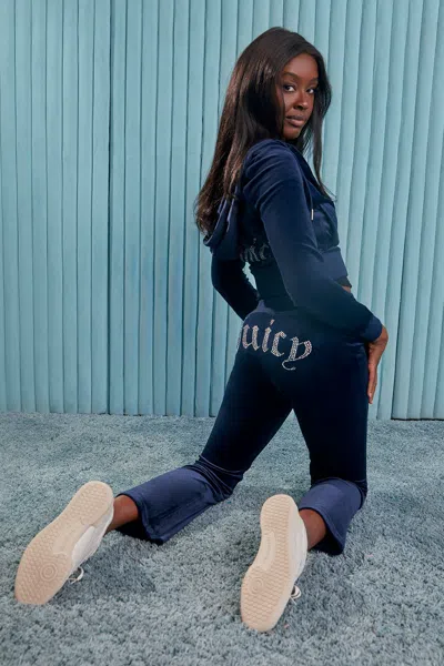 Juicy Couture Technicolor Customizable Big Bling Velour Track Pants In Brown