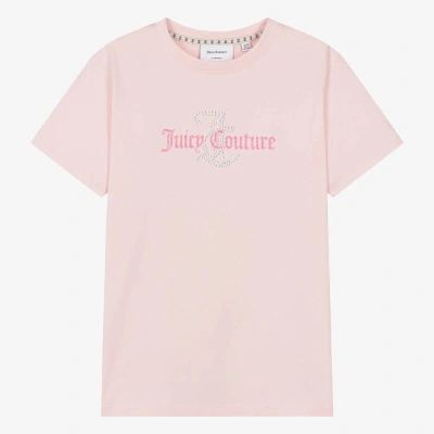 Juicy Couture Teen Girls Light Pink Cotton Diamanté T-shirt
