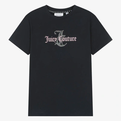 Juicy Couture Teen Girls Navy Blue Cotton Diamanté T-shirt