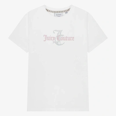 Juicy Couture Teen Girls White Cotton Diamanté T-shirt