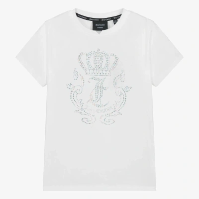 Juicy Couture Teen Girls White Diamanté Cotton T-shirt