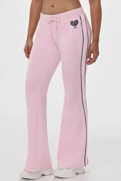 Juicy Couture Tennis Cotton Velour Track Pants In Pink