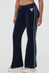 Juicy Couture Tennis Cotton Velour Track Pants In Blue