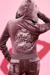 Juicy Couture Thirty Flirty And Juicy Velour Hoodie In Pink