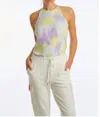 Juicy Couture Tie Dye Ribbed Halter In Candy Green In Multi