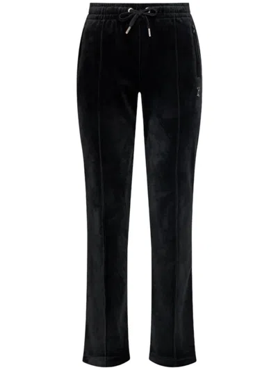 Juicy Couture Velour Rhinestone-embellished Track Pants In Blue