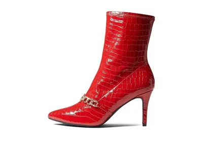 Juicy Couture Tommi Women's Size 6 Red Snakeskin Pointed Toe Ankle Boots Khd721