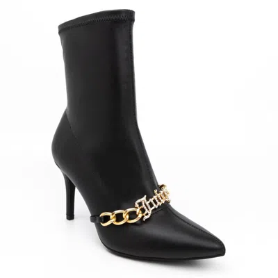 Juicy Couture Tommi Womens Chain Faux Leather Ankle Boots In Black