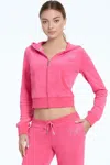 Juicy Couture Tonal Towel Terry Zip-up Hoodie In Pink