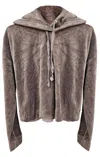 JUICY COUTURE TOP HAT WILDSTYLE CROPPED VELOUR HOODIE IN GRAY