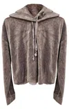 Juicy Couture Top Hat Wildstyle Cropped Velour Hoodie Pullover In Gray In Grey