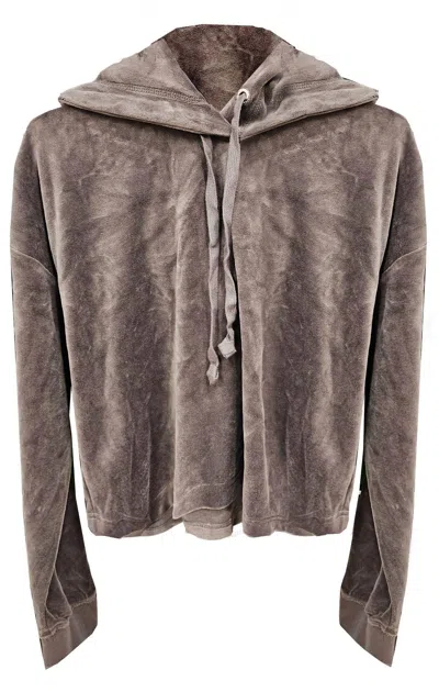Juicy Couture Top Hat Wildstyle Cropped Velour Hoodie Pullover In Gray In Grey