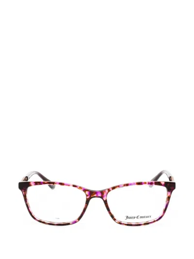 Juicy Couture Tortoiseshell-effect Rectangle-frame Glasses In Red