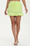 Juicy Couture Towel Terry Mini Skirt With Lace Trim In Green