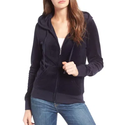 Juicy Couture Track Velour Robertson Jacket Hoodie In Blue