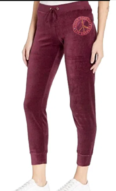 Juicy Couture Traditional Logo Track Velour Zuma Pants In Fig In Multi
