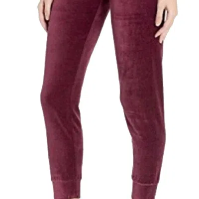 Juicy Couture Traditional Logo Track Velour Zuma Pants In Fig In Red