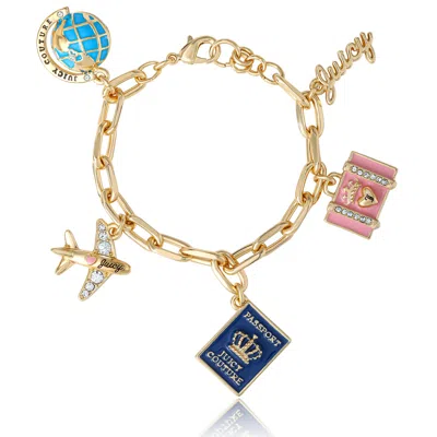 Juicy Couture Travel Icons Charm Bracelet In Goldtone
