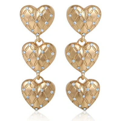 Juicy Couture Triple Heart Drop Earrings In Gold