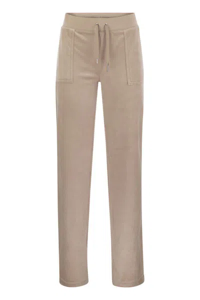 Juicy Couture Trousers With Velour Pockets In Beige
