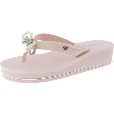 Juicy Couture Ullie Womens Thong Wedge Thong Sandals In Blush