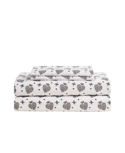Juicy Couture Ultra-soft Microfiber 4-piece Sheet Set With Extra Pillowcases, Twin In Black