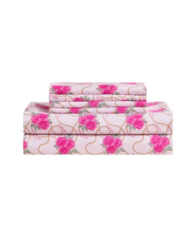 Juicy Couture Ultra-soft Microfiber 6-piece Sheet Set With Extra Pillowcases, Queen In Pink