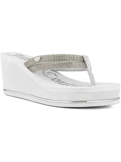 Juicy Couture Unwind Womens Casual Lifestyle Thong Sandals In White