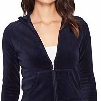 Juicy Couture Velour Fairfax Fitted Jacket In Navy Blue