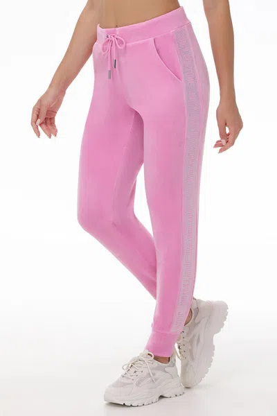 Juicy Couture Velour Jogger With Side Bling In Pink