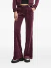 Juicy Couture Womens Wine Logo-embroidered Straight-leg Velour Trousers In Purple