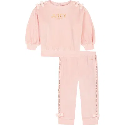 Juicy Couture Babies'  Velour Sweatshirt & Joggers Set In Pink