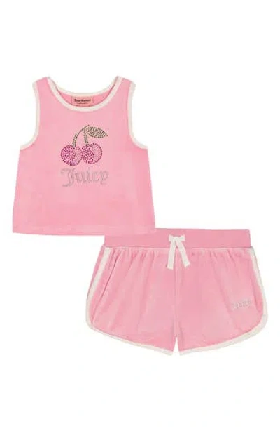Juicy Couture Babies'  Velour Tank Top & Shorts Set In Pink