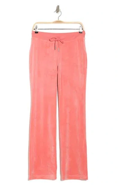 Juicy Couture Velour Wide Leg Track Pants In Coral Haze