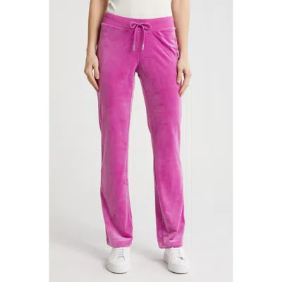 Juicy Couture Velour Wide Leg Track Pants In Electric Violet