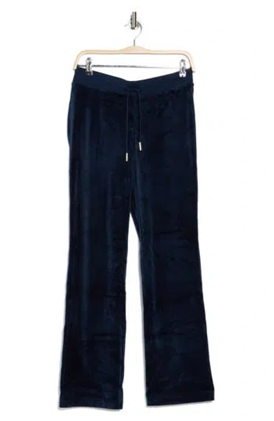 Juicy Couture Velour Wide Leg Track Pants In Regal Blue