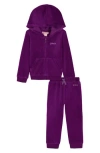 Juicy Couture Velour Zip-up Hoodie & Joggers Set (baby) Kids' Velour Hoodie & Joggers Set In Purple