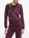 Juicy Couture Womens Wine Logo-embroidered Drawstring-hood Velour Hoody In Burgundy