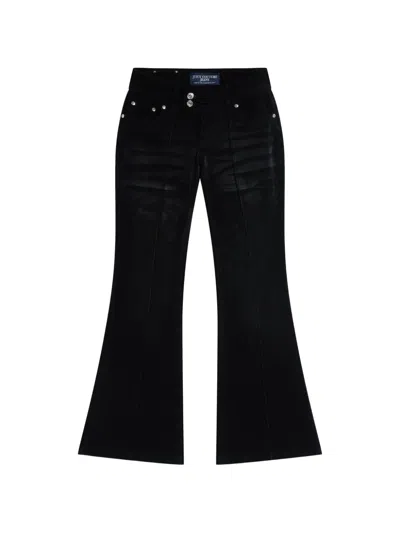 Juicy Couture Velour-denim Flared Jeans In Black