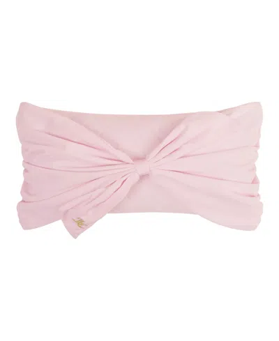 Juicy Couture Velvet Bow Decorative Pillow, 10" X 18" In Marshmallow Pink